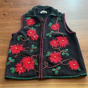Floral Embroidered Ugly Holiday Sweater